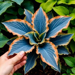 Хоста Океан Вью купить по цене от 960р. в интернет-магазине «Посадика» с доставкой почтой в в Москве и по всей России – [изображение №1].